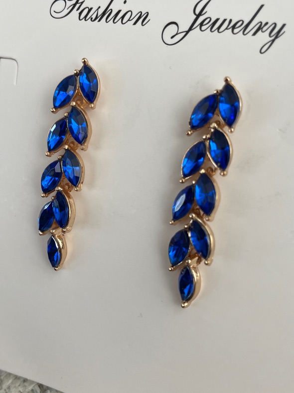 Fashion Jewelry Royal Blue Leaf Cascade Earrings